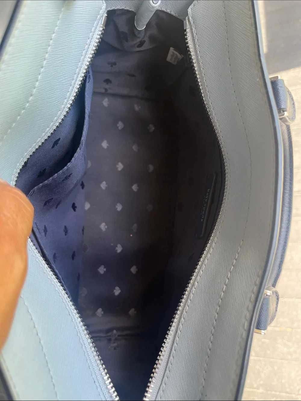 kate spade Two-Tone Navy and Light Blue Satchel purse bag Matching Wallet